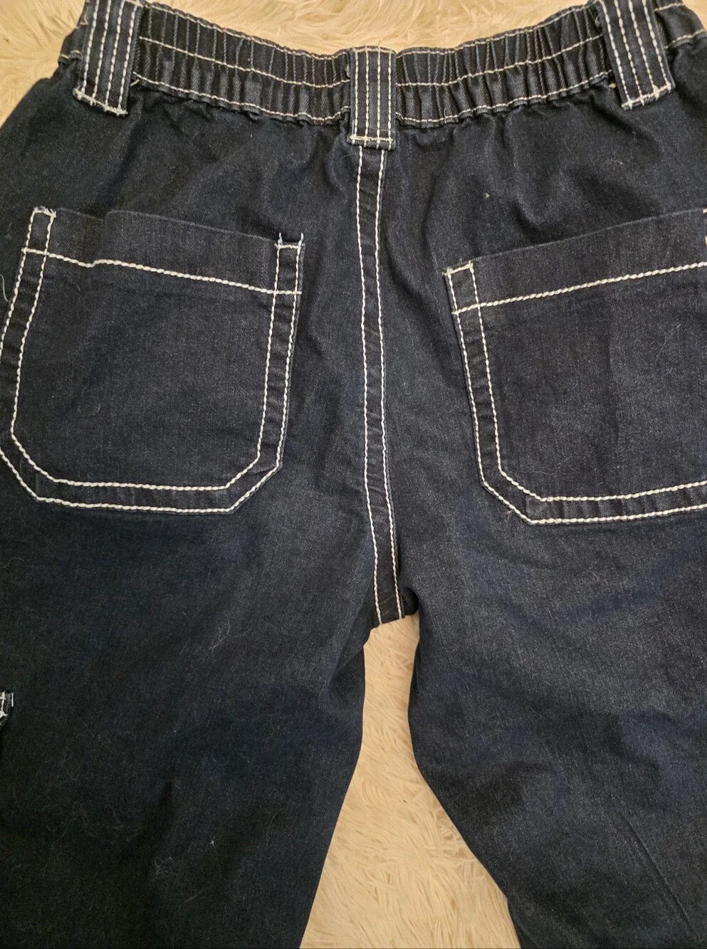 Almost Famous Dark Navy Wide Leg Cargo with White Contrast Stitching Pants - Picture 2 of 8